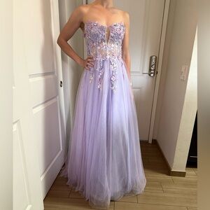 Alyce Paris Lavender Floral Prom Dress